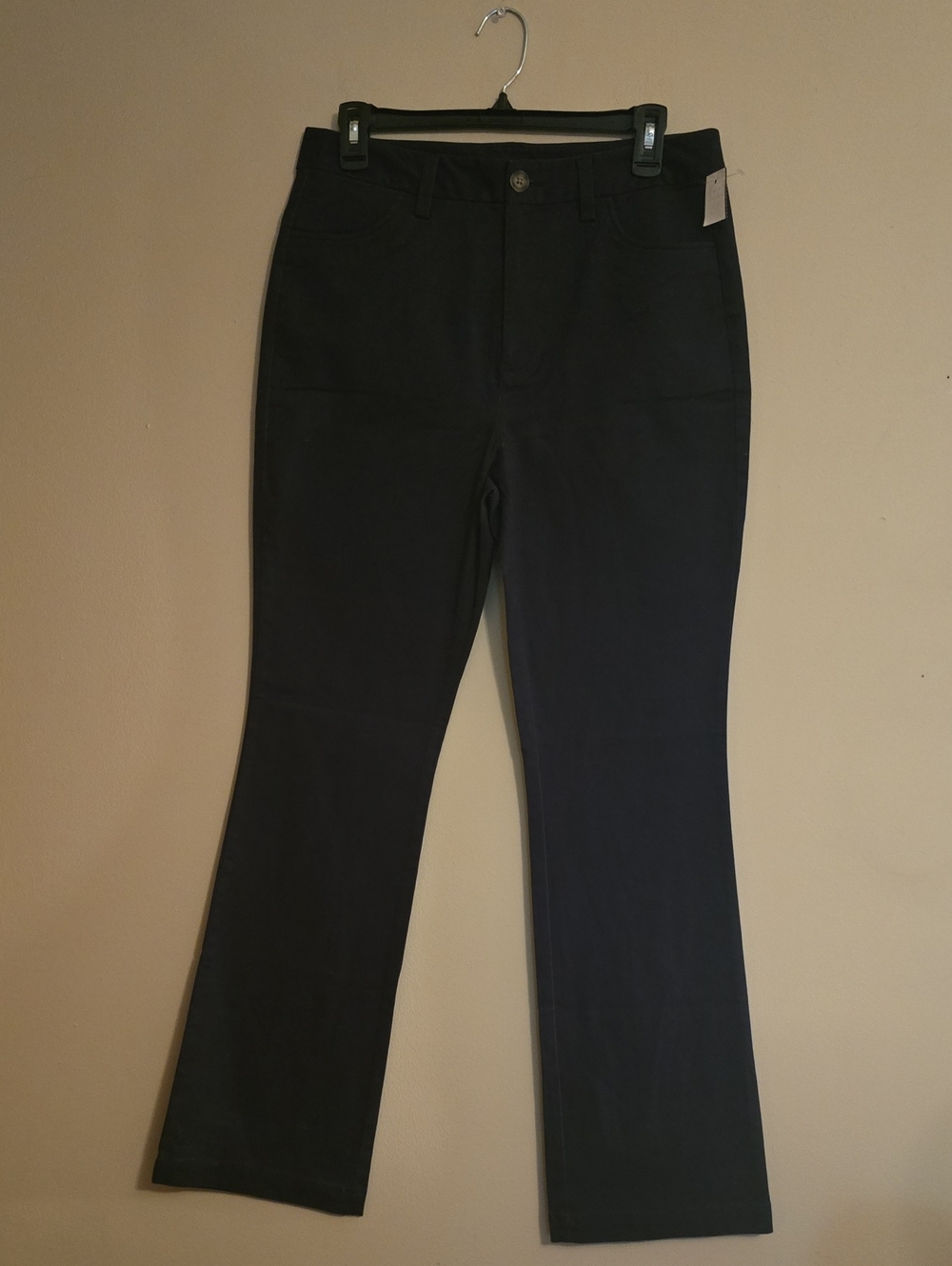 New Old Navy Women's 8 Navy High-Rise Boot-Cut Chino Khaki Pants - Picture 1 of 9
